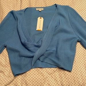 Long sleeve blue crop top